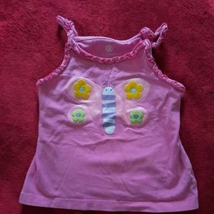 Girls - Pink Butterfly - Glitter - Tanktop- 3T- Cute - Spring - Summer